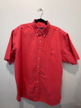 Ralph Lauren Short-Sleeve Button-Down Shirt - Coral Red with Blue Pony